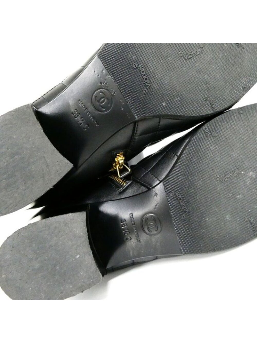 Chanel Chain Long Boots 38.5 Black Gold Quilted Shoes - Picture 10 of 10